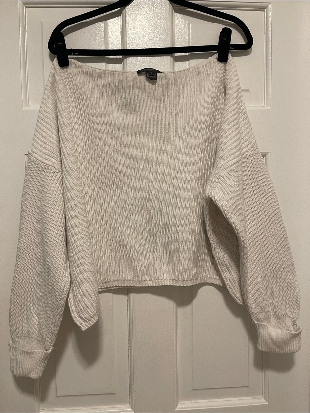 French Connection Cream Off-Shoulder Knit Sweater